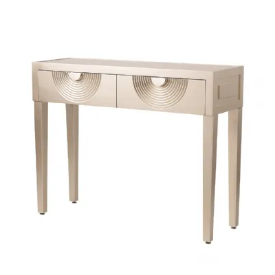 Elon 2 Drawer Console Table Gold With Gold Mirror Top And Silver Handles