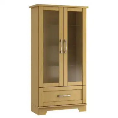 Lichfield Oak or Cashmere 1 Drawer Midi Display Cabinet