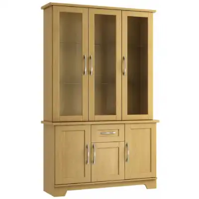 Lichfield Oak or Cashmere 3 Door Glazed Dresser, With Drawer