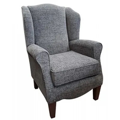 Fabric Upright Winged Armchair with Optional Stool
