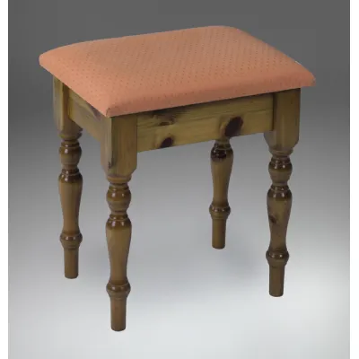 Solid Pine and Painted Upholstered Stool