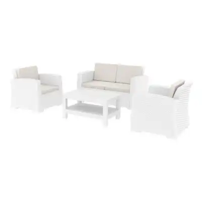 Monarch Outdoor 4 Piece White Sofa Set
