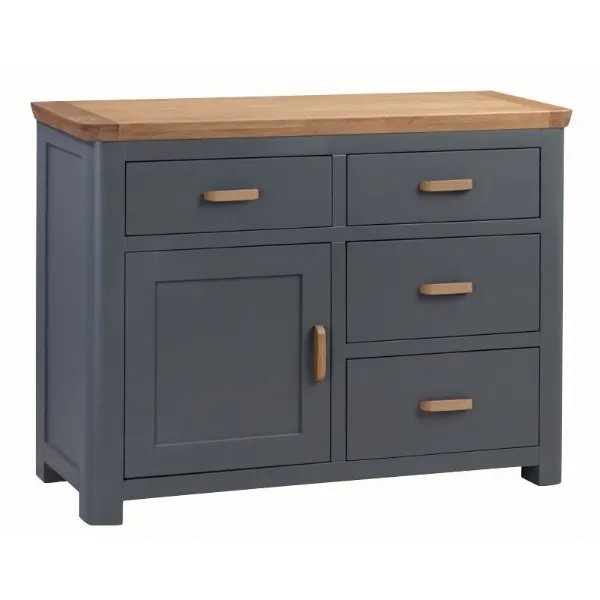 Solid Oak and Blue Small Sideboard