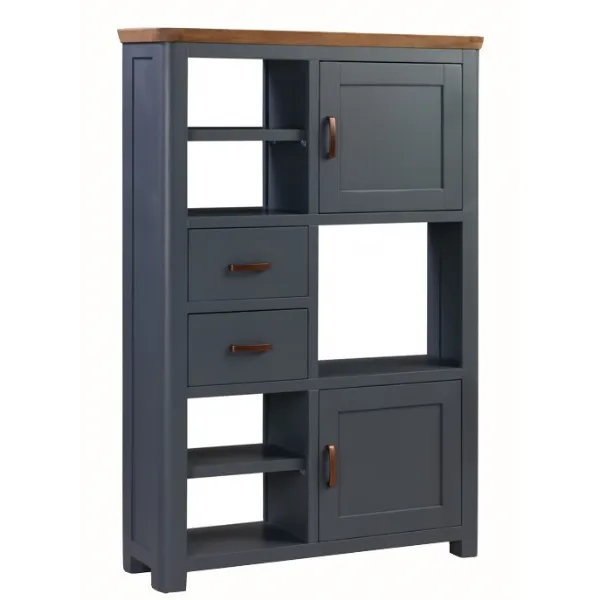 Solid Oak and Blue High Display Unit