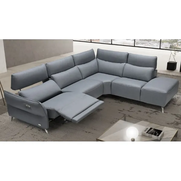 Grey Italian Leather Static 3 Seater Sofa + Static Terminal
