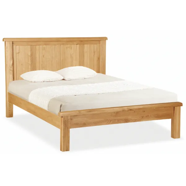 Rustic Solid Oak 4ft 6 Panelled Bed Low End