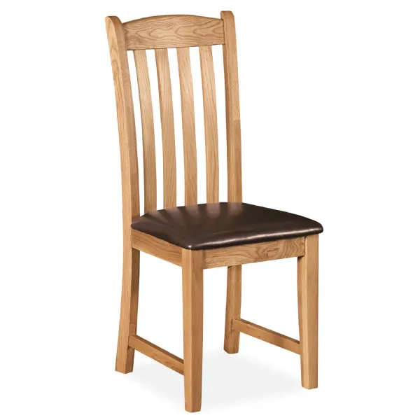 Rustic Solid Oak Dining Chair With PU Seat