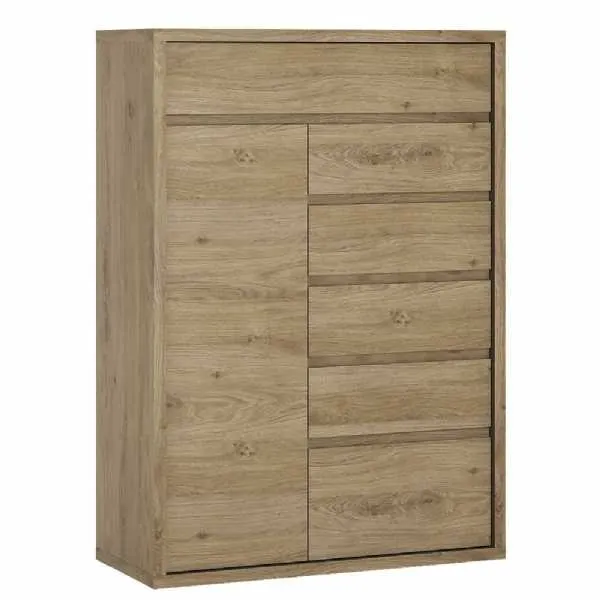 Modern Handle Free 1 Door 6 Drawer Storage Cupboard 123cm Tall 86cm Wide