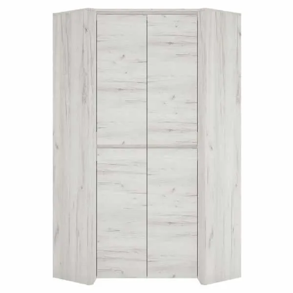 Large White Wood 2 Door Modern Corner Fitted Wardrobe