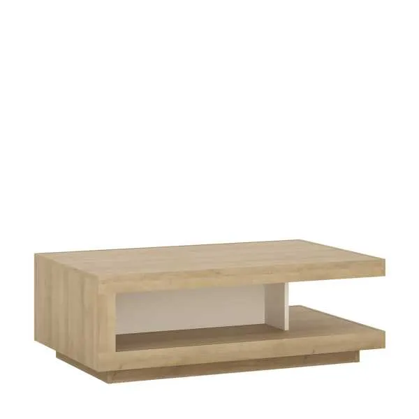 Geometric Oak and White High Gloss Designer Large Low Coffee Sofa Table