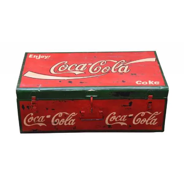 Vintage Style Carnival Antique Iron Hand Painted Coca Cola Storage Trunk 31 x 77cm