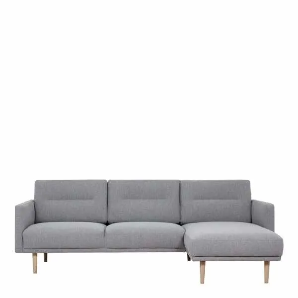 Pale Grey Fabric Right Hand Corner Sofa Chaise on Oak Legs