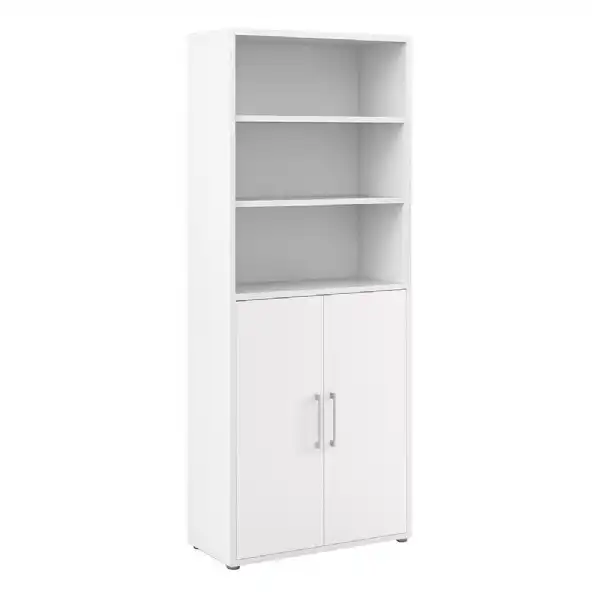 Bookcase 5 Shelves With 2 Doors in White