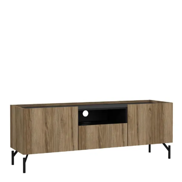 Kendall TVUnit with 2 Doors + 1 Drawer Oak and Black