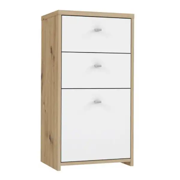 Best Chest Storage Cabinet 2 Drawers 1 Door in Artisan Oak White