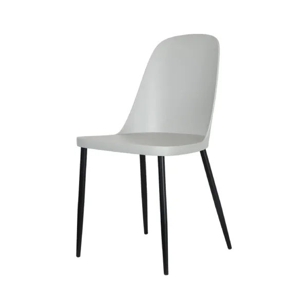 Light Grey Duo Dining Chair With Black Metal Legs