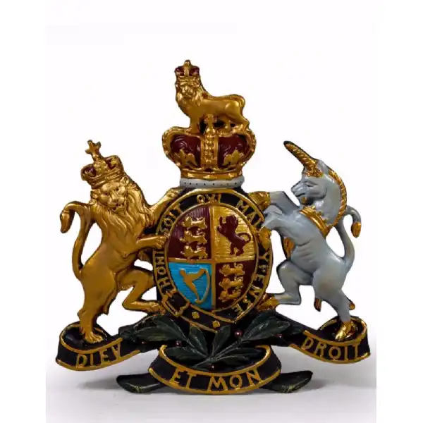 Large Coloured UK British Coat Of Arms Wall Plaque