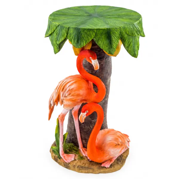Pair of Pink Flamingos Lamp Side Table