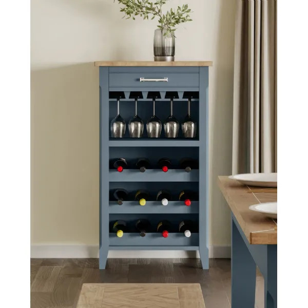 Signature Blue Wine Rack Glass Storage Cabinet