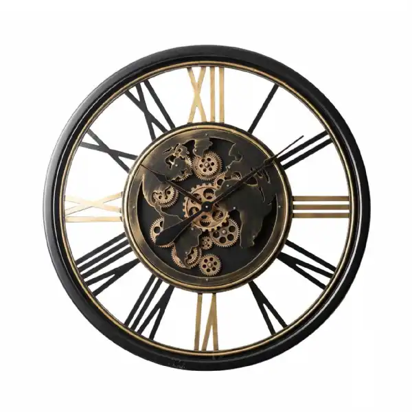 Black And Gold Gear Wall Clock