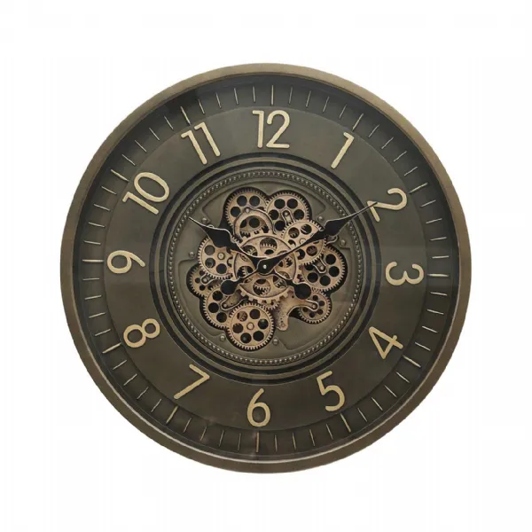 66cm Coffee Brown Gears Wall Clock