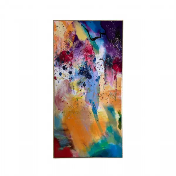 72x142 Framed Multicolored Abstract Canvas