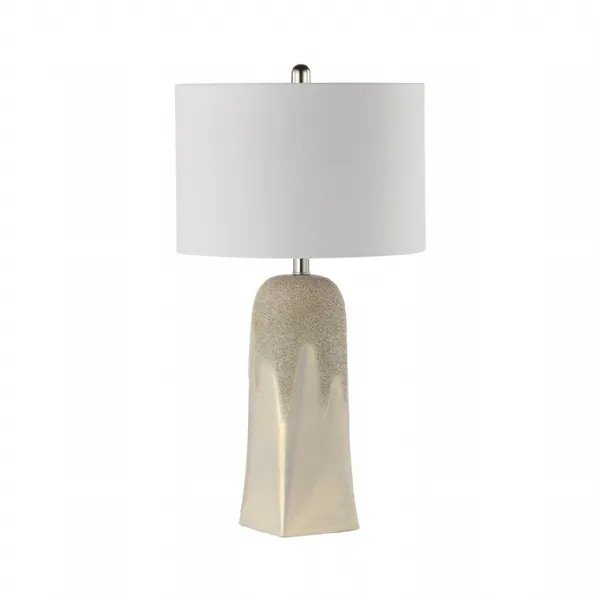 72cm Cream Ceramic Table Lamp With White Linen Shade