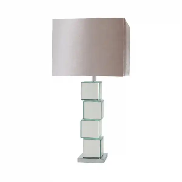 Block Mirror Table Lamp Champagne Shade