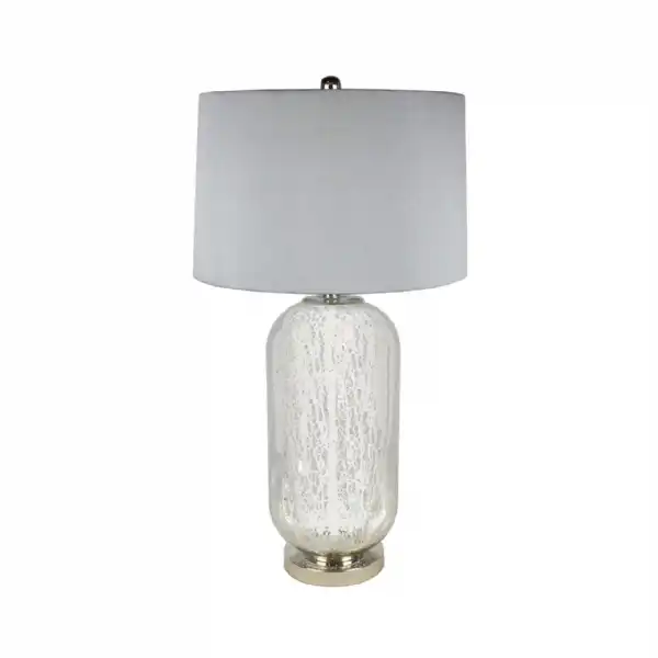 Silver Glass Table Lamp Grey Silk Shade