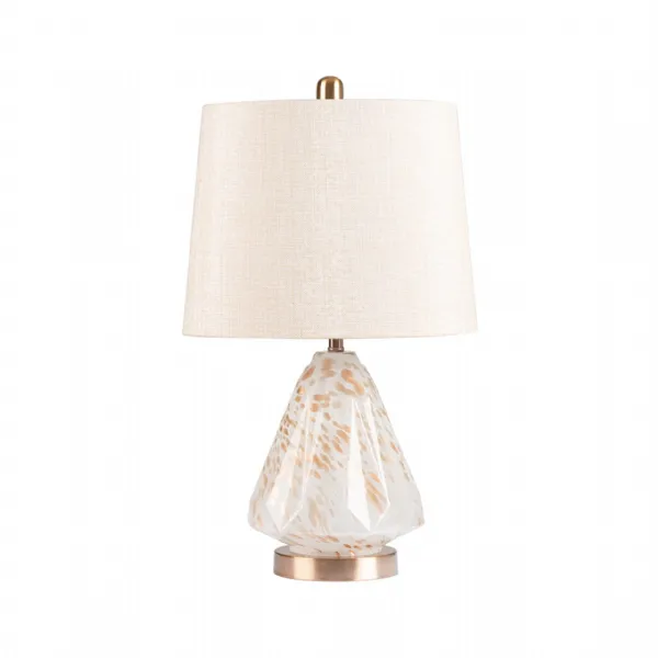60cm White Glass With Brown Droplets Table Lamp