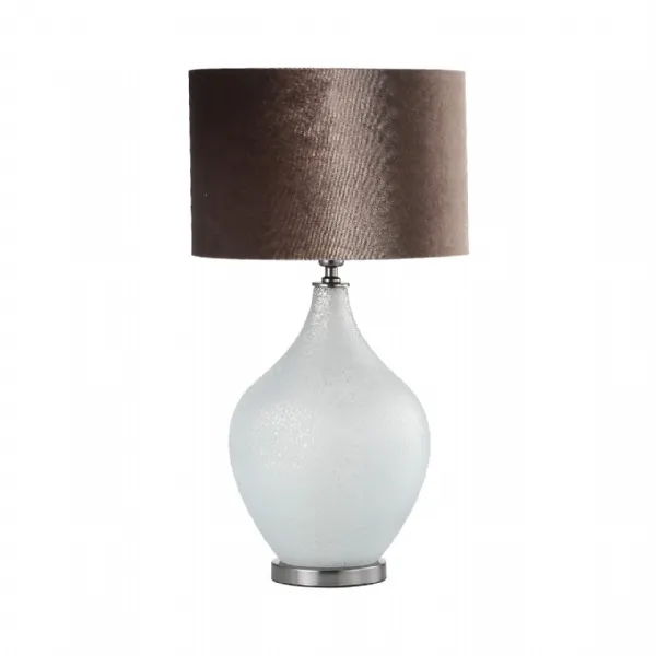 75. 5cm Silver Frost Glass With Mocha Velvet Shade Table Lamp