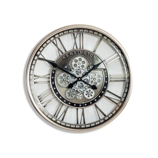 Brushed Antique Silver Kensington Round Wall Clock