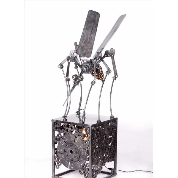 Upcycled Lighting And Furniture Industrial Steampunk Retro Large Mosquito on Base Twin Lamp 140x73x50cm