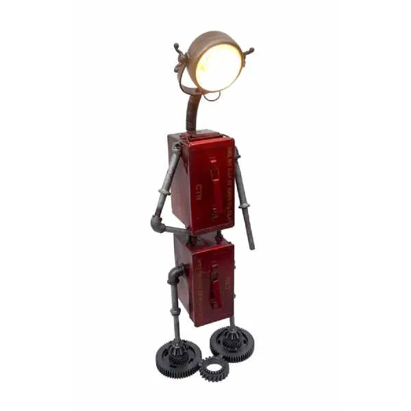 Ammo Box Vibrant Red Robot Structured Table Light With Lamp Head 40x26x117cm