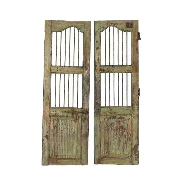 Upcycled Originals Rustic Wooden Aqua Green Slatted Pair of Doors