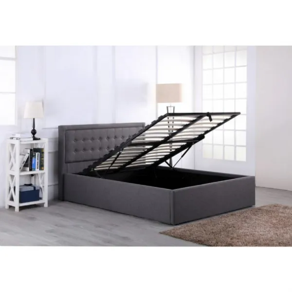 Ottoman Grey Fabric Bed 4ft 6