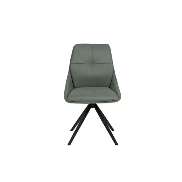 Modern Green Fabric Upholstered Swivel Dining Chair