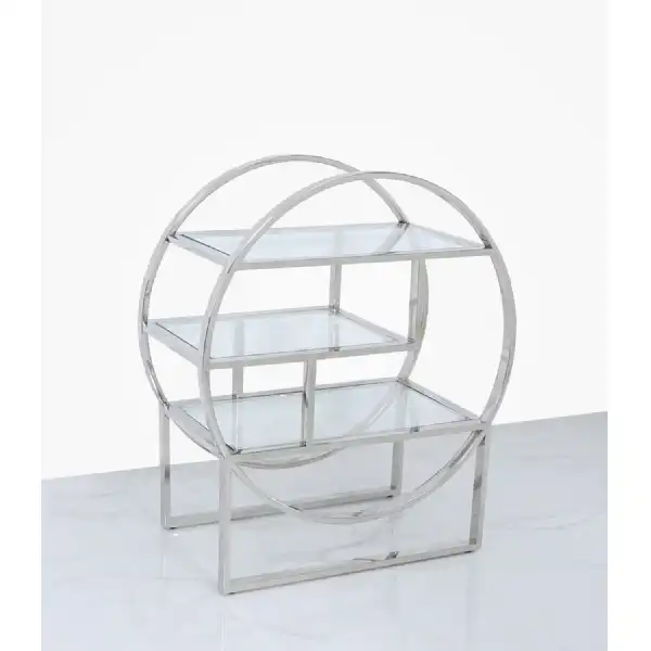 Steel Clear Glass Round Open Shelving Unit