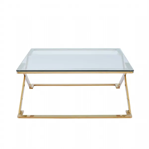 Axel Gold Metal With Clear Glass Coffee Table