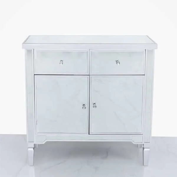 Silver Trim 2 Drawer 2 Door Cabinet