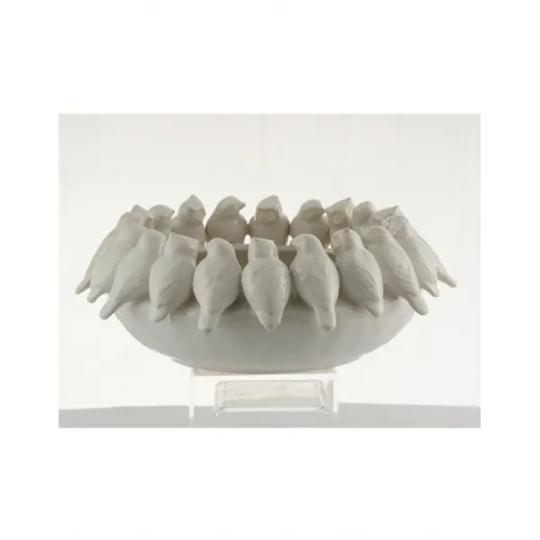 White Ceramic Flock Of Birds Bowl