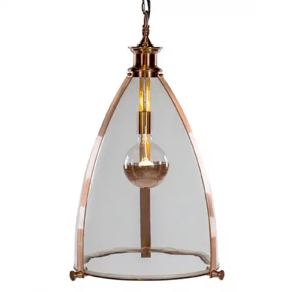 Antique Copper Lantern Ceiling Light Dome Shaped Glass