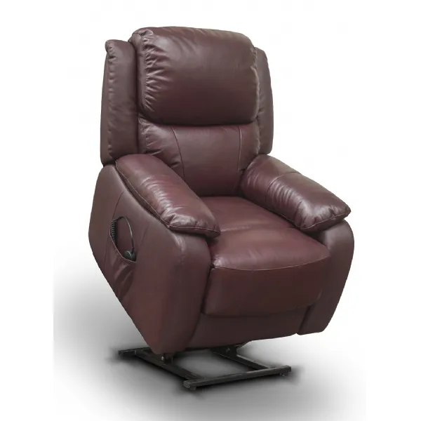 Manual Reclining Leather Armchair in Wine, Black or Grey