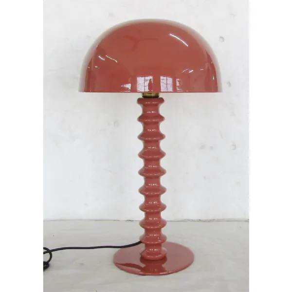Terracotta Pink Large Ribbed Table Lamp