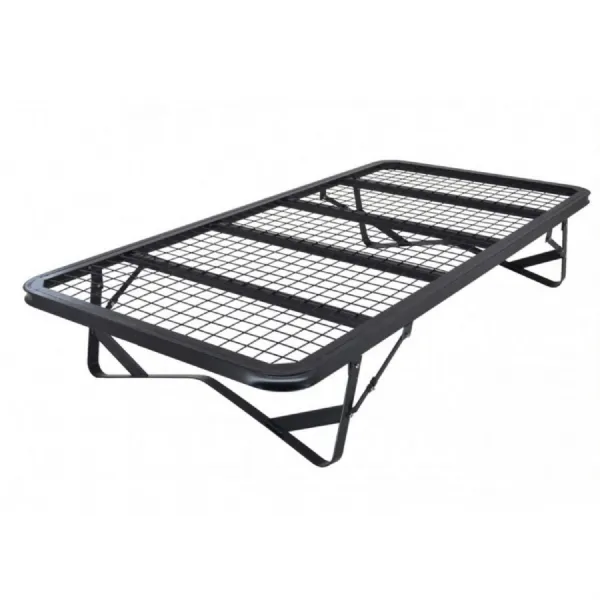 Black Mesh Metal Bed with Folding Legs 3ft