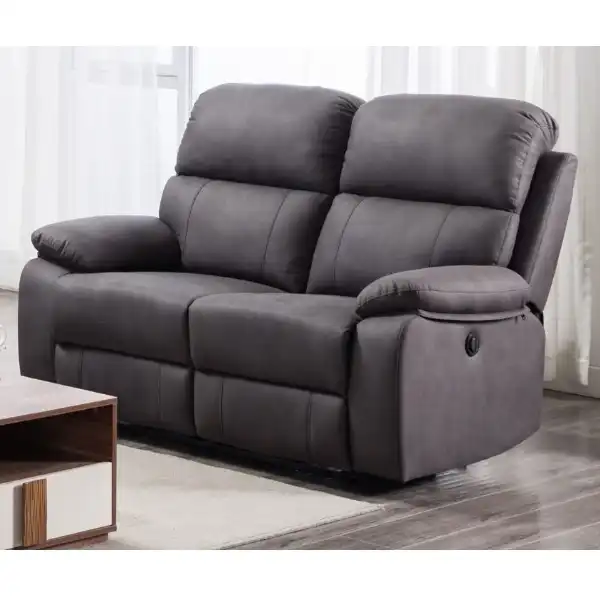Grey Fabric 2 Seat Electric Recliner Sofas