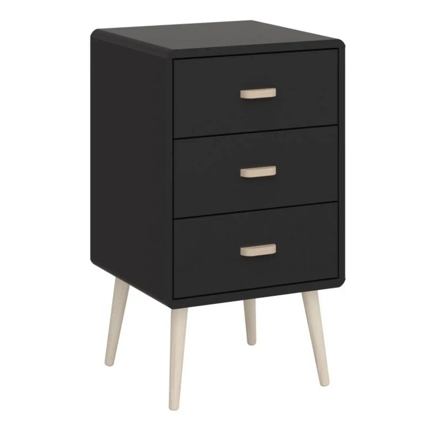 Mino Bedside Table 3 Drawers Black