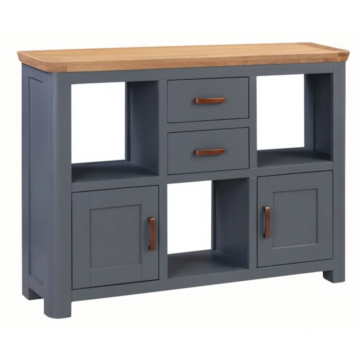 Solid Oak and Blue Low Display Unit