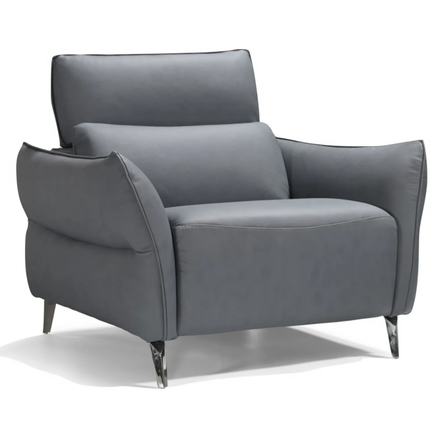Grey Italian Leather Arm Chair