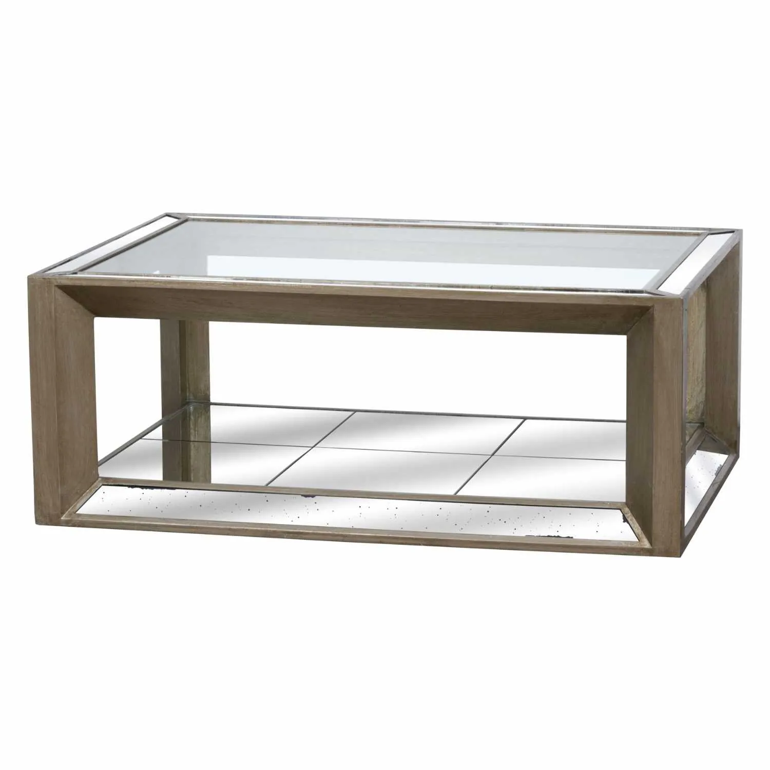 Large Augustus Mirrored Painted Antique Metallic Finished Coffee Table